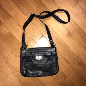 Fossil crossbody wallet bag, black leather